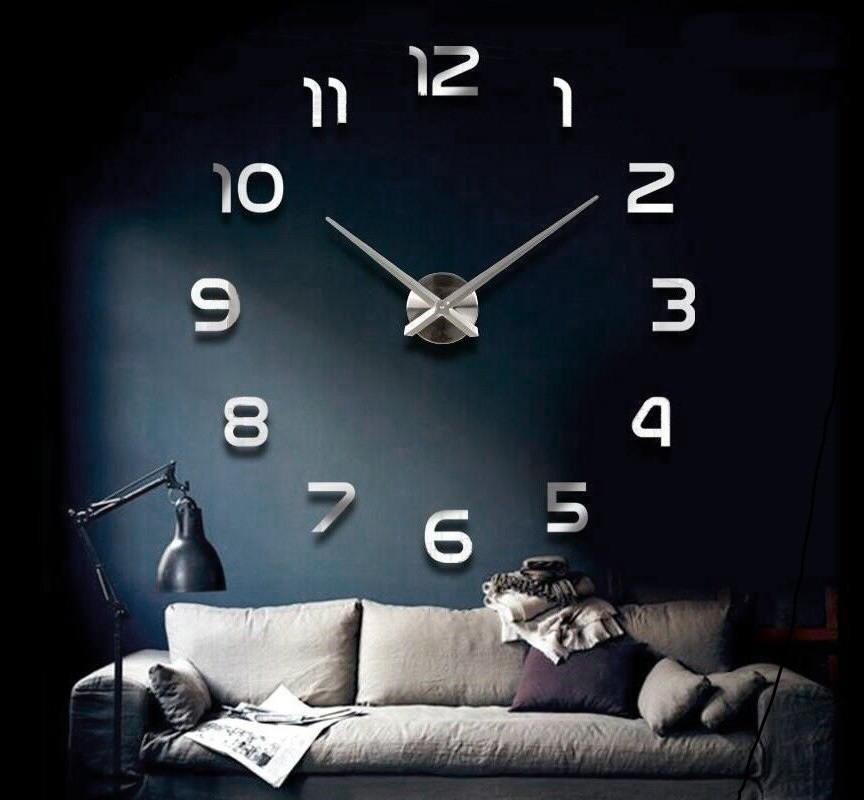 Große Wohnzimmer Wanduhr Wandtattoo 3D Uhr Deko Design Spiegel Wand Uhr XL XXL - Bild 8 von 9