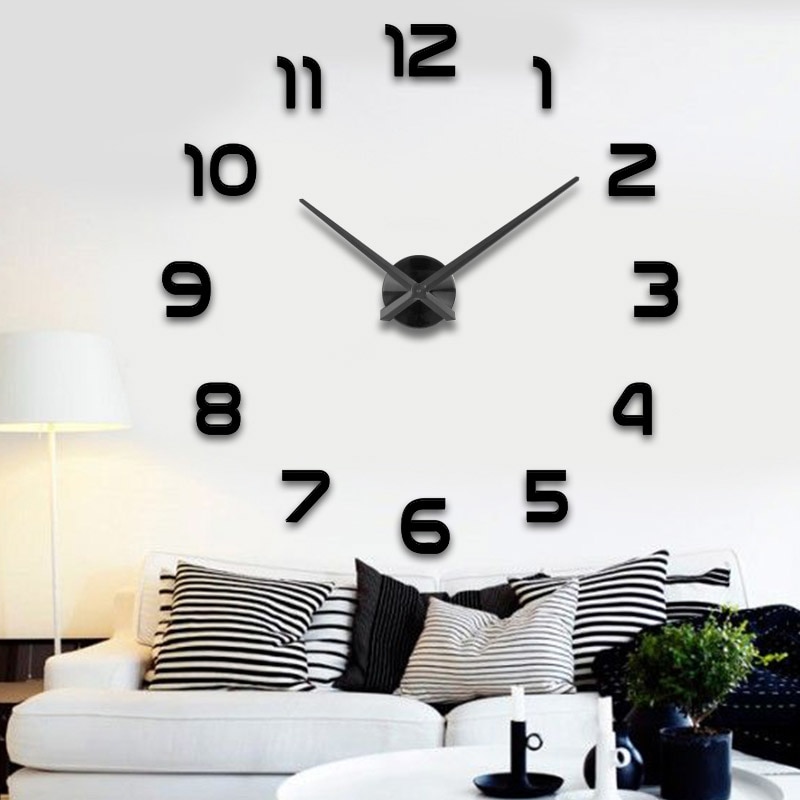 Große Wohnzimmer Wanduhr Wandtattoo 3D Uhr Deko Design Spiegel Wand Uhr XL XXL - Bild 9 von 9