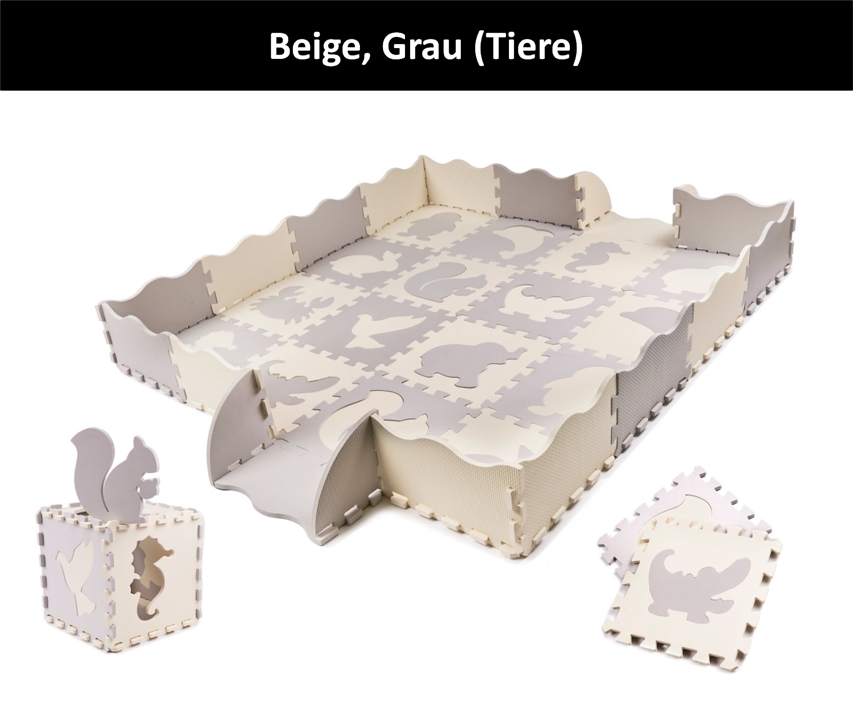 Kinder Puzzelmatte Kinderteppich Schaumstoffmatte Boden Spielmatte Beige Pink - Bild 14 von 18