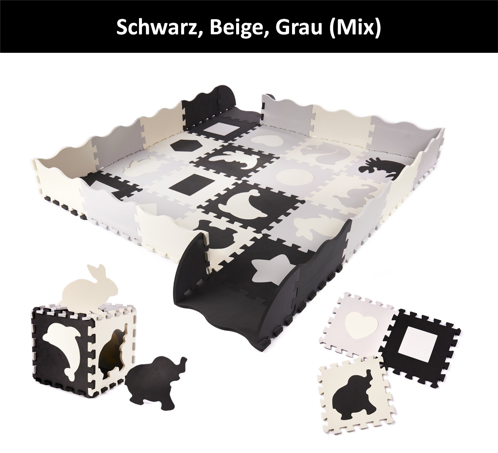 Kinder Puzzelmatte Kinderteppich Schaumstoffmatte Boden Spielmatte Beige Pink - Bild 15 von 18