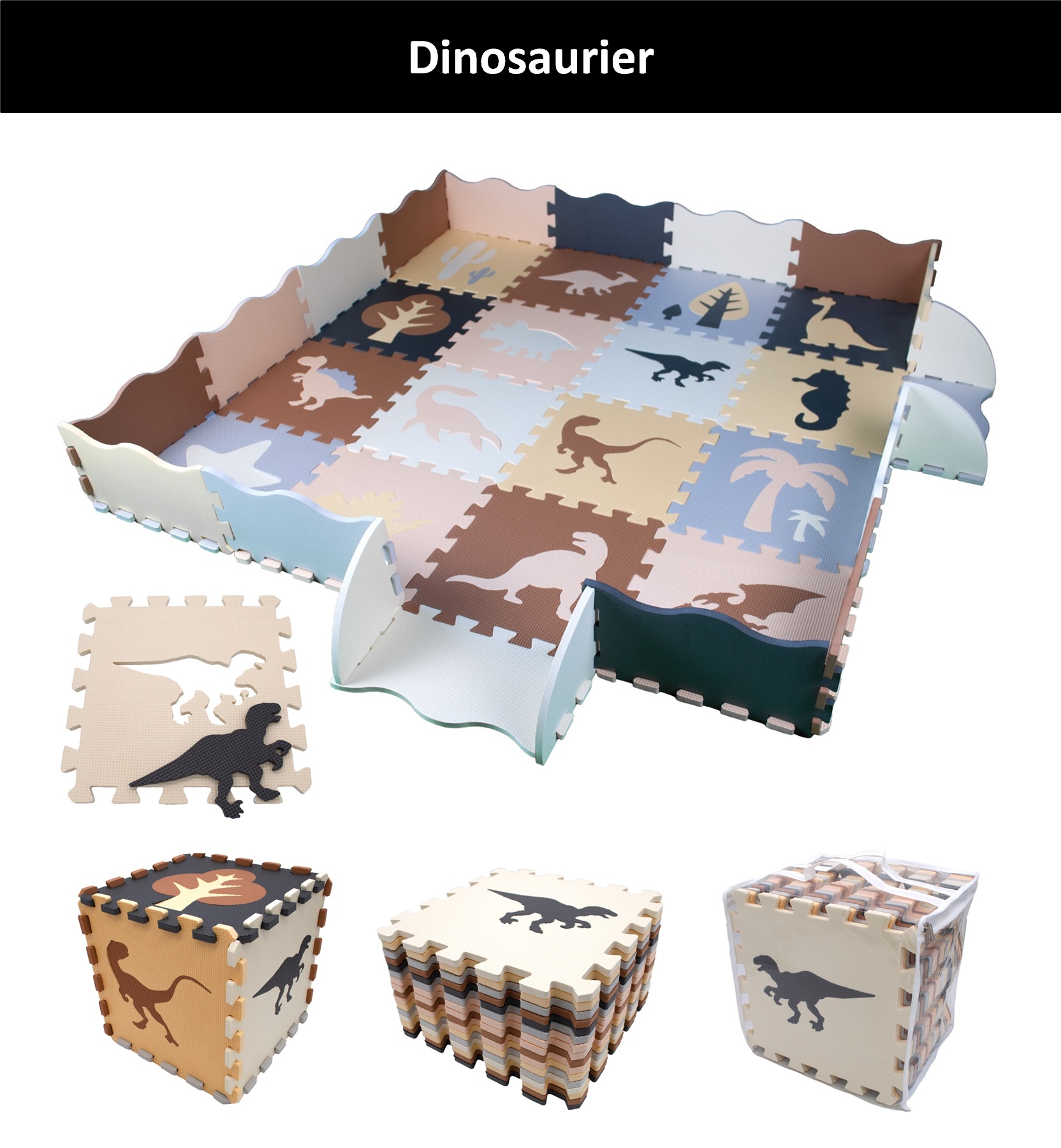 Kinder Puzzelmatte Kinderteppich Schaumstoffmatte Boden Spielmatte Beige Pink - Bild 18 von 18