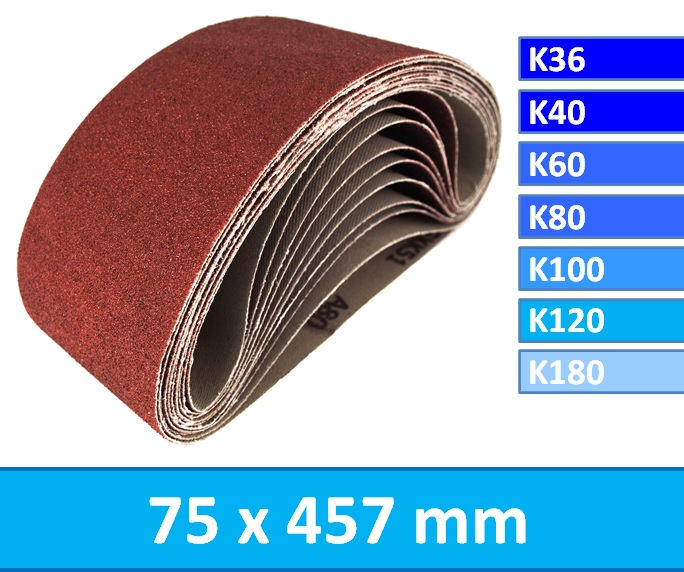 TROTEC Bandschleifpapier-Set 10-Teilig 533x76mm Schleifpapier