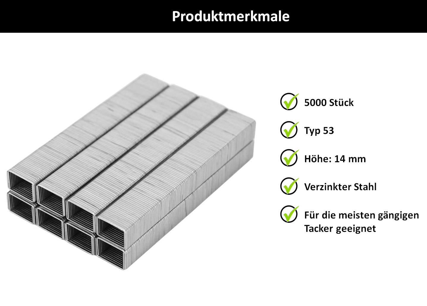 5000x Tackerklammern TYP 53 | 6, 8, 10, 12, 14 mm Heftklammern Tacker Klammern - Bild 10 von 10