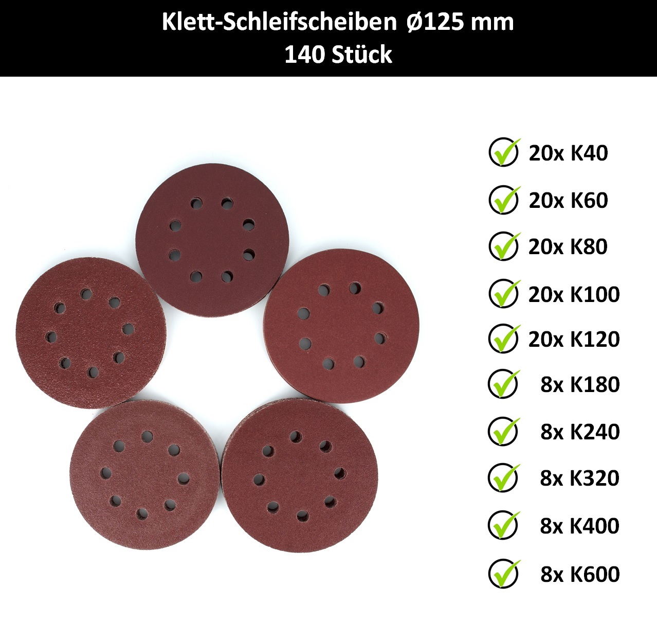 Klett Schleifscheiben für PARKSIDE PEXS 270 C3 Exzenter Schleifer 125 mm  8-Loch | eBay